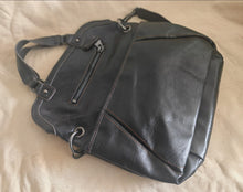 Load image into Gallery viewer, Nine West “Black In Black” Leather Boho Hobo Purse Handbag Satchel 37.5 x 35.5cm