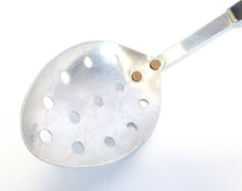 Load image into Gallery viewer, Vintage Stainless Steel Strainer Spoon Utensil, Wooden Handle, Retro Kitchenalia, 30cm Long