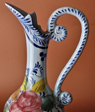 Load image into Gallery viewer, Vestal Alcoboco Portugal Water Pitcher/Jug/Vase Vintage Hand Painted Floral Pattern , Blue Pink Yell