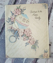 Load image into Gallery viewer, Vintage Newborn Baby Used Greeting Card, Pink & Blue Floral Theme
