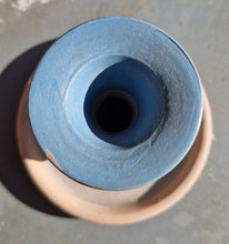 Load image into Gallery viewer, Vintage Agios Nikolaos Stoneware Candlestick Chamber Stick , Hand Painted , Nautical Sea Sail Boat S