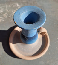 Load image into Gallery viewer, Vintage Agios Nikolaos Stoneware Candlestick Chamber Stick , Hand Painted , Nautical Sea Sail Boat S