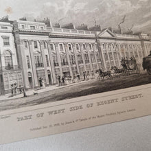 Load image into Gallery viewer, Vintage Book Plate Print Engraving, Part of West side of Regent Street London, England Drawn by T.H.
