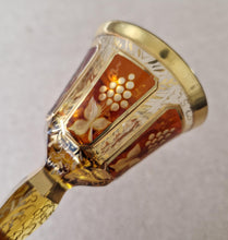 Load image into Gallery viewer, Vintage Bohemian Czech Painted 24Carat Gold Glass Panels Cabochon Bell