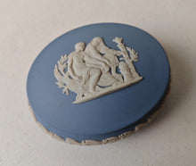 Load image into Gallery viewer, Vintage Wedgwood Jasperware Trinket Box – Blue & White Classical Relief – Collectible