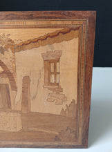 Load image into Gallery viewer, Vintage Wooden Marquetry Wall Plaque Landscape Scene Inlaid Wood Art 35cm