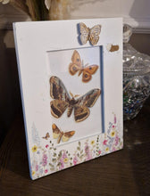 Load image into Gallery viewer, Vintage Print Moth Butterfly Cut-out Decoupage Floral Picture Frame Wooden Frame