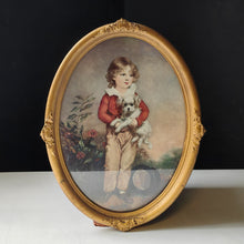 Load image into Gallery viewer, Vintage Oval Framed Arthur Devis Print Boy with Dog Antique Gilt Frame 48cm