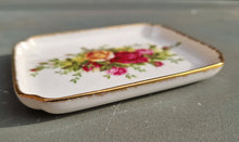 Load image into Gallery viewer, Vintage Royal Doulton Visitor Centre Rectangular Dish Tray , Rose Flower Design Ring Jewellery Tray