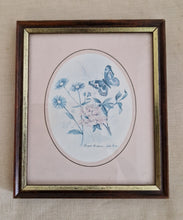 Load image into Gallery viewer, Vintage Botanical Flower Butterfly Print Small Picture Frame ‘Purple Emperor; Wooden Gold Tone E