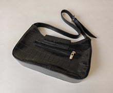 Load image into Gallery viewer, Clubhouse Crocodile Pattern Shoulder Bag by Jane Shilton Black Colour