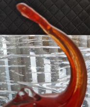 Load image into Gallery viewer, Art Glass Dolphin MTARFA Malta Paperweight Figurine Orange and Clear Colours
