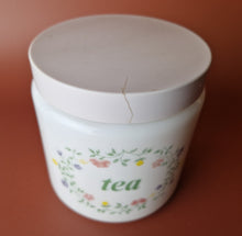 Load image into Gallery viewer, Vintage CLP Milk Glass Tea Canister Storage Jar , Floral Design , 11.5cm tall, 10cm diameter