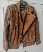 Load image into Gallery viewer, Delpino Men’s Brown Faux Leather Biker Jacket – Size S – Made in Turkey