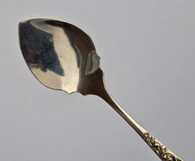 Load image into Gallery viewer, Antique Silver Plated Spoon, Berry Spoon, Small Serving, Preserve Spoon, Ornate Design Handle, Uniqu