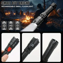 Load image into Gallery viewer, P900 LED High Power Flashlight, 20W Tactical Zoom Torch, Rechargeable With 800mAh Lithium Battery, USB-C Cable Included, For Camping & Emergency Non-Waterproof - Black
