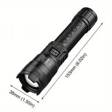 Load image into Gallery viewer, P900 LED High Power Flashlight, 20W Tactical Zoom Torch, Rechargeable With 800mAh Lithium Battery, USB-C Cable Included, For Camping & Emergency Non-Waterproof - Black