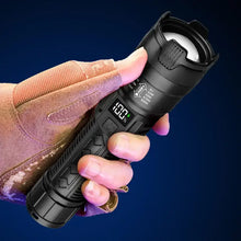 Load image into Gallery viewer, P900 LED High Power Flashlight, 20W Tactical Zoom Torch, Rechargeable With 800mAh Lithium Battery, USB-C Cable Included, For Camping & Emergency Non-Waterproof - Black