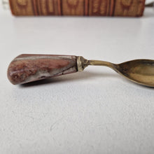 Load image into Gallery viewer, Rare Polished Marble Stone Handle Small EPNS Silver Plated Spoon 11.5cm long
