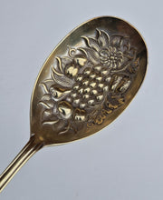 Load image into Gallery viewer, Vintage Serving Spoon, Large Berry Spoon, Gilded Bowl, EPNS Silver Plate, Ornate Handle, Floral and