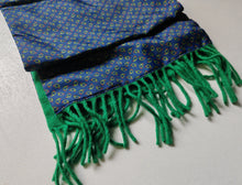 Load image into Gallery viewer, Vintage C&A Canda Scarf Green  Blue Patterned 100% Polyester 132cm Long UK Made