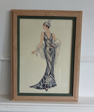 Load image into Gallery viewer, Framed Art Deco Lady Fashion Print Vintage Style Wall Art Picture 35.5 x 27cm
