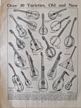 Load image into Gallery viewer, Vintage Drawing Image Book Plate Musical Instruments Image Illustrations Guitar Cither Banjo Balalai