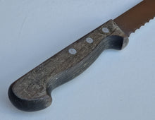 Load image into Gallery viewer, Vintage Kitchen Serrated Bread Knife Sheffield England Stainless Steel Wooden Wood Handle