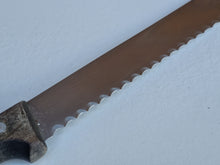 Load image into Gallery viewer, Vintage Kitchen Serrated Bread Knife Sheffield England Stainless Steel Wooden Wood Handle