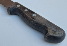 Load image into Gallery viewer, Vintage Kitchen Serrated Bread Knife Sheffield England Stainless Steel Wooden Wood Handle
