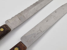 Load image into Gallery viewer, 2 x Vintage  Wooden Handle  Stainless Steel Kitchen Steak  Knife, Kitchenali 1990's,  Quality Steel, 22cm long