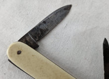 Load image into Gallery viewer, Vintage Antique Wigfall & Co Pocket Knife , Cream Plastic Handle , Double Blade