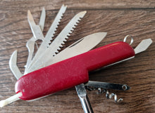 Load image into Gallery viewer, Vintage Pocket Multi-Tool , 13 tools in 1 , Red