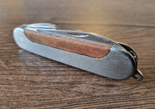 Load image into Gallery viewer, Stainless pocket knife multi-tool with wooden insert in handle , 5 in 1 tool