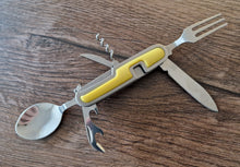 Load image into Gallery viewer, Foldable Tableware Knife Spoon Fork 6-In-1 Tablespoon Stainless Steel Bottle Opener Outdoor Camping Fruit Knife Folding Knife