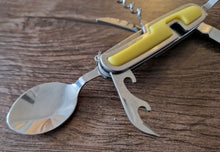 Load image into Gallery viewer, Foldable Tableware Knife Spoon Fork 6-In-1 Tablespoon Stainless Steel Bottle Opener Outdoor Camping Fruit Knife Folding Knife
