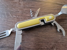Load image into Gallery viewer, Foldable Tableware Knife Spoon Fork 6-In-1 Tablespoon Stainless Steel Bottle Opener Outdoor Camping Fruit Knife Folding Knife