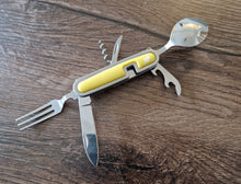 Load image into Gallery viewer, Foldable Tableware Knife Spoon Fork 6-In-1 Tablespoon Stainless Steel Bottle Opener Outdoor Camping Fruit Knife Folding Knife