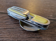 Load image into Gallery viewer, Foldable Tableware Knife Spoon Fork 6-In-1 Tablespoon Stainless Steel Bottle Opener Outdoor Camping Fruit Knife Folding Knife