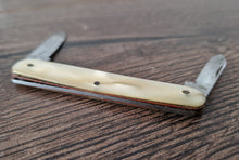 Load image into Gallery viewer, Vintage double blade pocket knife, Lucite Plastic Handle, Cream Colour, Steel Blade , Staples Matress