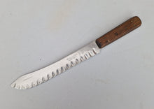 Load image into Gallery viewer, Vintage Granton Butcher KNIFE William Grant & Sons Ltd. Scalloped Edge Cutlery Wooden Handle