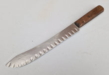 Load image into Gallery viewer, Vintage Granton Butcher KNIFE William Grant & Sons Ltd. Scalloped Edge Cutlery Wooden Handle