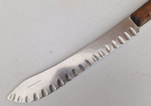 Load image into Gallery viewer, Vintage Granton Butcher KNIFE William Grant & Sons Ltd. Scalloped Edge Cutlery Wooden Handle