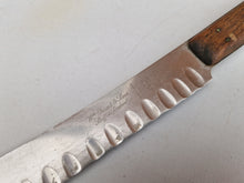 Load image into Gallery viewer, Vintage Granton Butcher KNIFE William Grant & Sons Ltd. Scalloped Edge Cutlery Wooden Handle