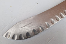 Load image into Gallery viewer, Vintage Granton Butcher KNIFE William Grant & Sons Ltd. Scalloped Edge Cutlery Wooden Handle