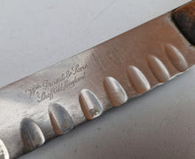Load image into Gallery viewer, Vintage Granton Butcher KNIFE William Grant & Sons Ltd. Scalloped Edge Cutlery Wooden Handle