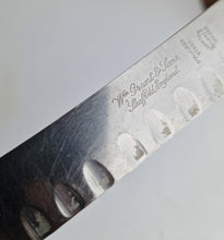 Load image into Gallery viewer, Vintage Granton Butcher KNIFE William Grant & Sons Ltd. Scalloped Edge Cutlery Wooden Handle