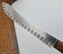 Load image into Gallery viewer, Vintage Granton Butcher KNIFE William Grant & Sons Ltd. Scalloped Edge Cutlery Wooden Handle