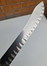 Load image into Gallery viewer, Vintage Granton Butcher KNIFE William Grant & Sons Ltd. Scalloped Edge Cutlery Wooden Handle