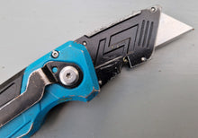 Load image into Gallery viewer, OX Pro Heavy Duty Fixed Blade Folding Utility DIY Knife Blue Black Colour